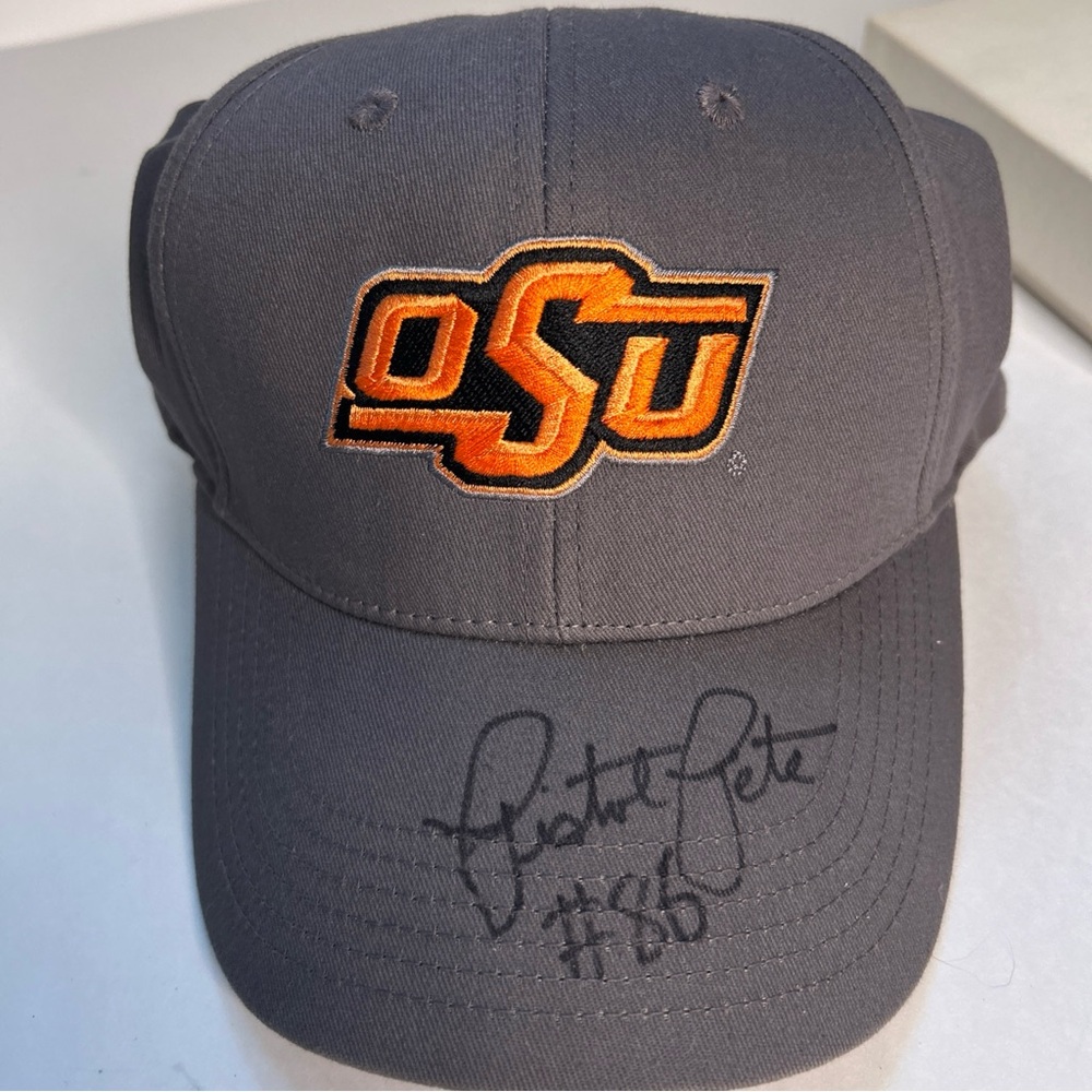 Oklahoma State Cowboys Baseball Cap Pistol Pete #86 Autograph (Johnson)